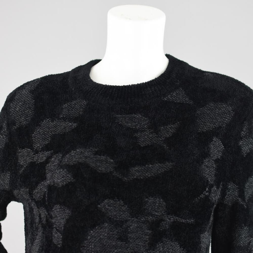 J. Jill Black Chenille Jacquard Floral Long Length Sweater, Women's Small - Picture 2 of 10